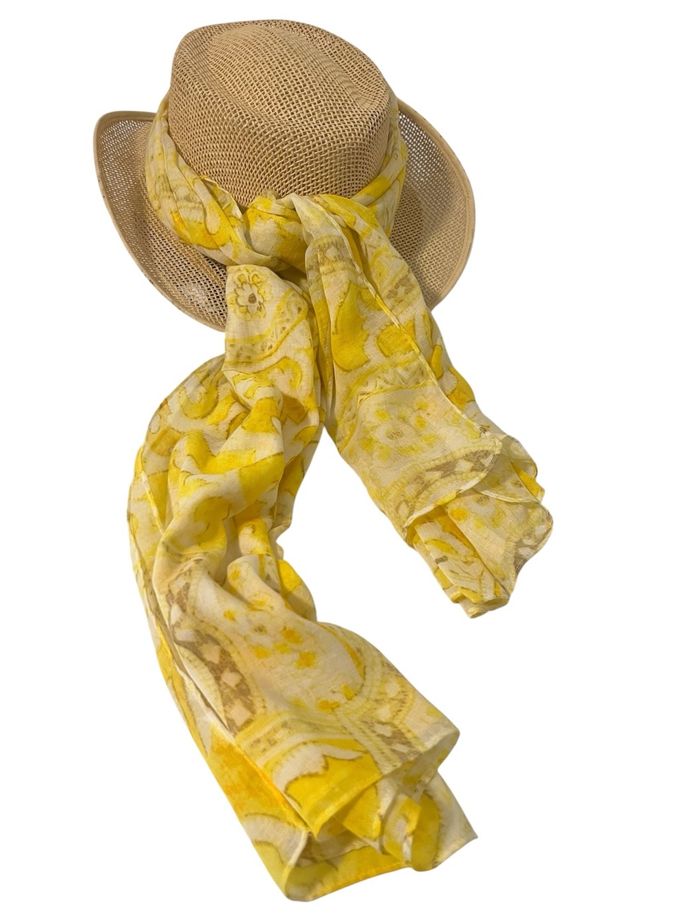 Yellow Floral Lightweight Scarf – Women's Accessory Paisley print L376